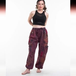 Aztec Patchwork Stonewashed Harem Pants – Unisex Hippie Gypsy Trousers